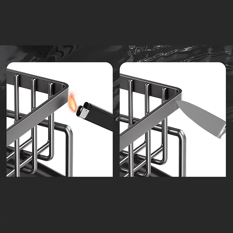 Stainless Steel Kitchen Sink Storage Rack,space Saving,built-in Sponge Rack And Drainage Basket For Kitchen Cleaning And Storage