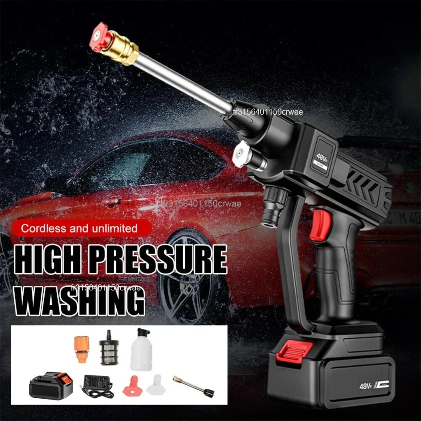 High pressure home car wash water gun electric car wash machine rechargeable wireless lithium battery car wash machine