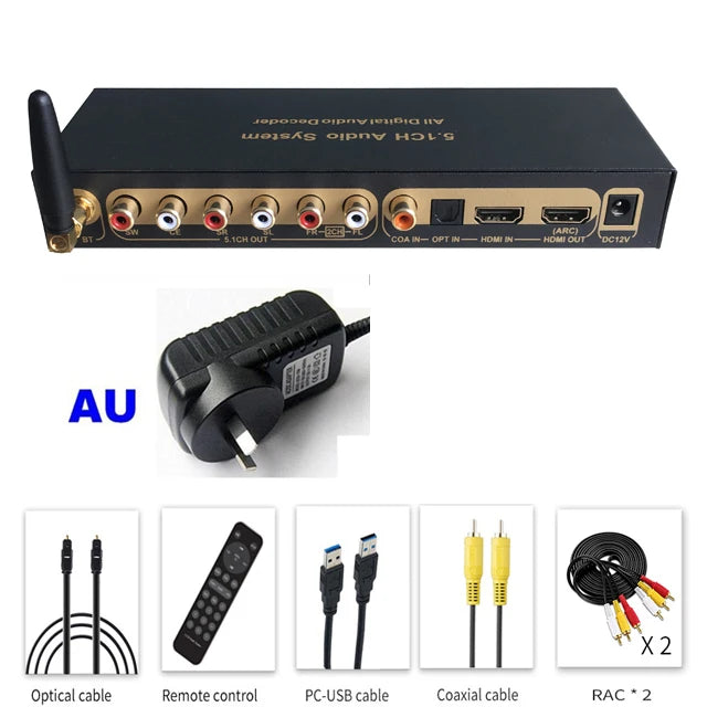 HD 5.1 Audio Converter Decoder DAC DTS AC3 FLAC PCUSB APE 4K*2K HDMI-compatible Extractor Converter Splitter Digital SPDIF ARC