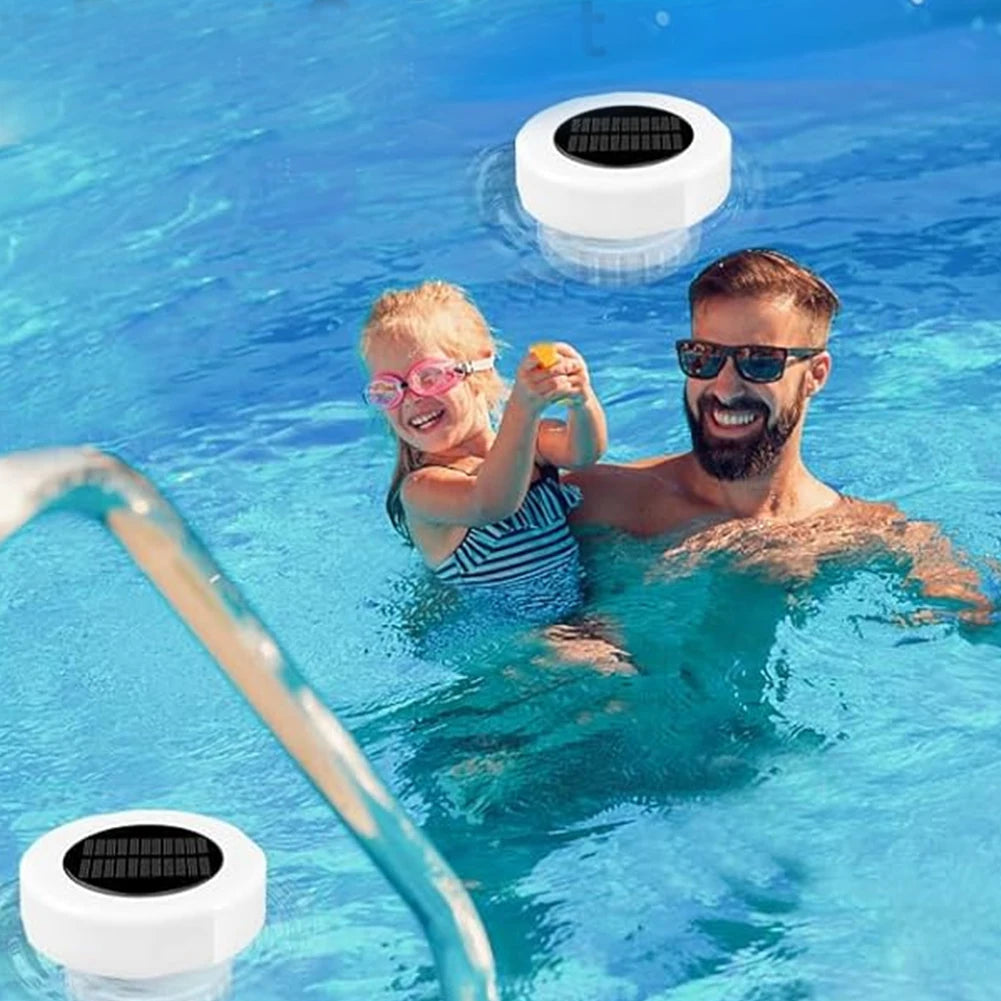 Solar Floating Chlorine Dispenser with Colorful Light Chlorine Floating Water Cleaner IP68 Waterproof for Up To 3 Inch Tablets