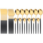 24Pcs Dinnerware Set Stainless Steel Tableware Knife Fork Tea Spoon Cutlery Set Multiple Colour Silverware Kitchen Flatware Set