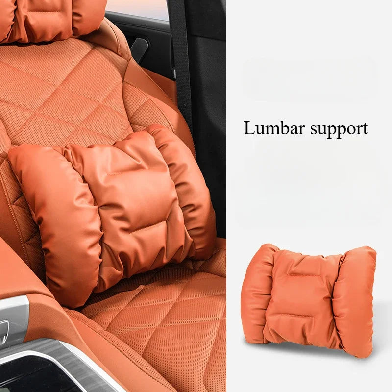 Advanced Sensory Bubble Cotton Car Headrest Anti-Stain Leather Neck Pillow And Waist Cushion Set for Mazda MX5 CX3 CX8 MX-5 CX30