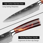 XITUO Kitchen Knife Set 15PCS With Wooden Block,Laser Damascus Pattern Steel Professional Chef Knife,With Scissor Sharpening Rod
