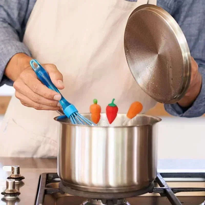 Kitchen Tools Silicone Pot Lid Anti-spill Rack Heat-resistant Anti-Overflow Stoppers Pot Cover Lifter Holder Creative Tools