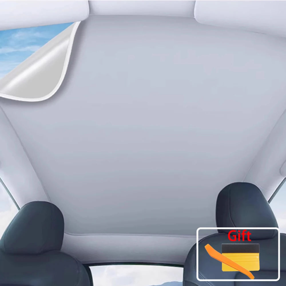 PVC Silica Gel Electrostatic Sorption Sunshade Sunroof Front Rear Glass Cooling Covers for Tesla Model Y Model 3 Highland 2024