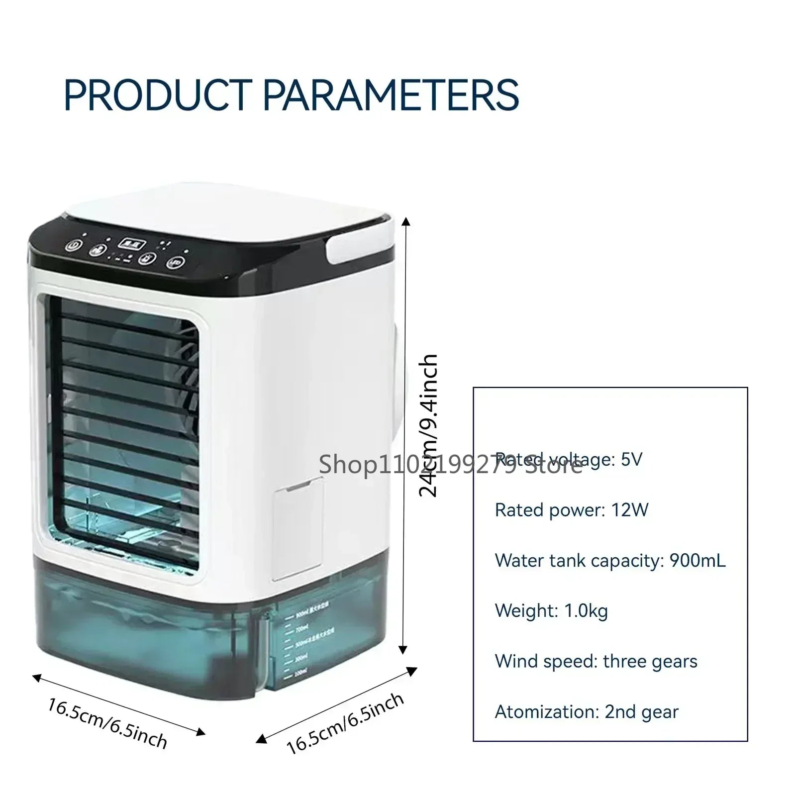 Portable air conditioner 3-speed Mini Air Conditioning 900ml Water Tank Air Cooler with 7-color Night Light For Office Bedroom