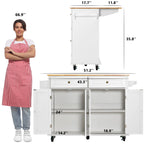 Rolling Kitchen Island with Drop Leaf – Movable Kitchen Carts on Wheels Island with Storage Cabinet, Island Table for Kitchen