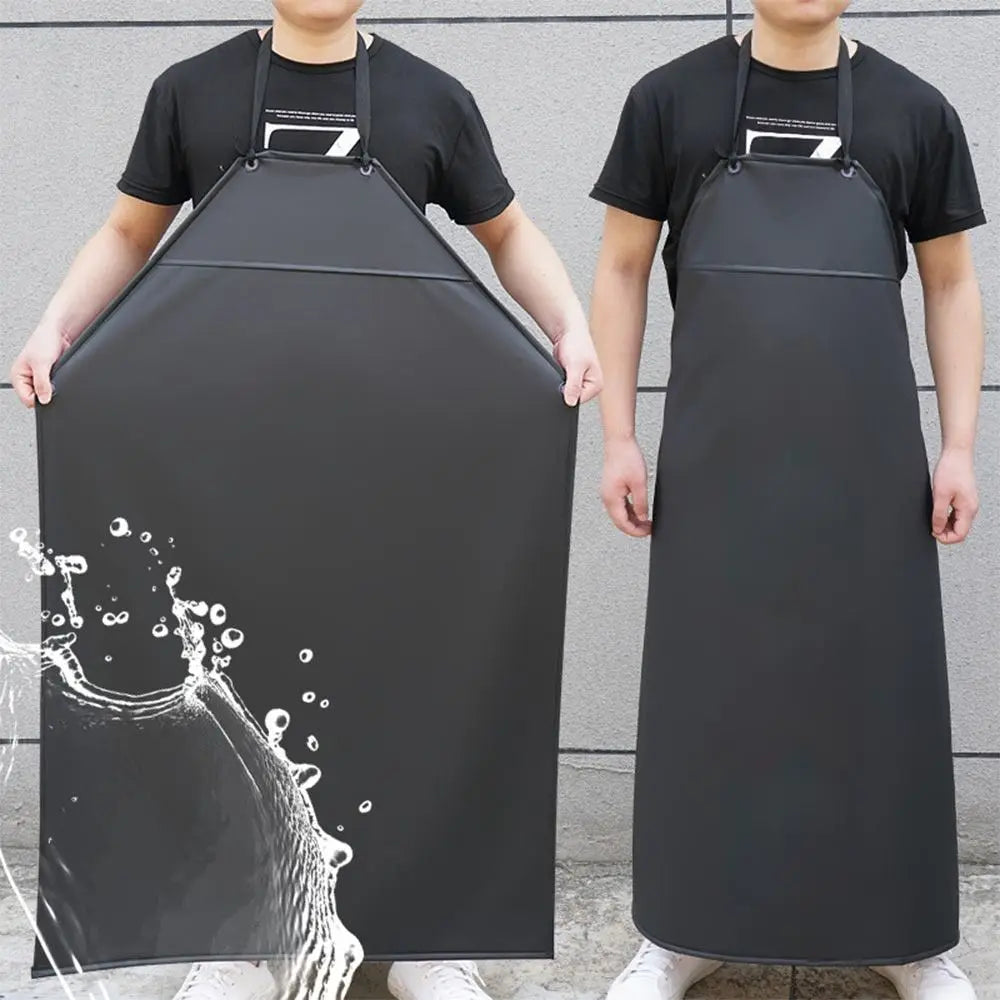 Soft PU Leather Kitchen Apron Black Green Waterproof Work Apron Oil-proof Aquatic Butchery Food Apron Farmers Market