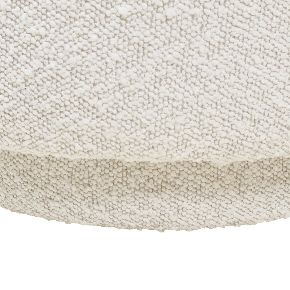 15" Mushroom Footstool Ottoman, Ivory White Boucle Stool