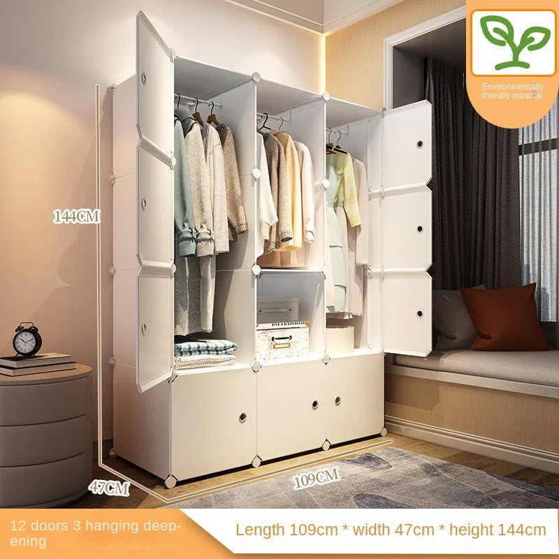 Home Bedroom Furniture Simple Wardrobe Clothes Cabinets Dressers Cube Storage Locker Baby Closet Plastic Collapsible Dustproof