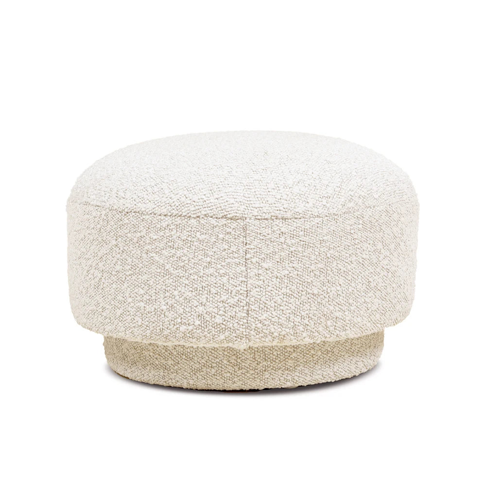 15" Mushroom Footstool Ottoman, Ivory White Boucle Stool
