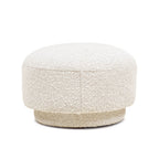 15" Mushroom Footstool Ottoman, Ivory White Boucle Stool