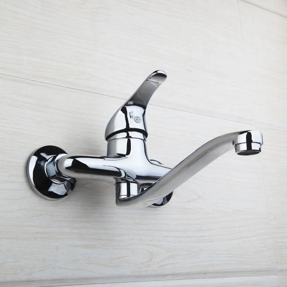 KEMAIDI Bathtub Basin Faucet Hot&Cold Water Mixer Tap Single Handle Wash Chrome Finish Bathroom Mixer Taps Wall Mounted