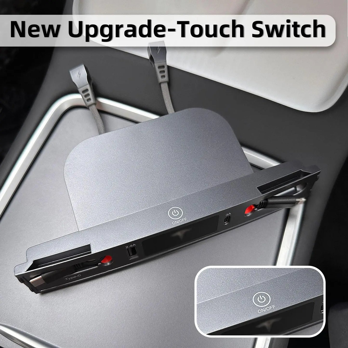 Car USB Charger Multi Port for 2021-2024 Tesla Model 3/Y,Multifunctional Tesla Accessories with Logo Gifts for Tesla Owners