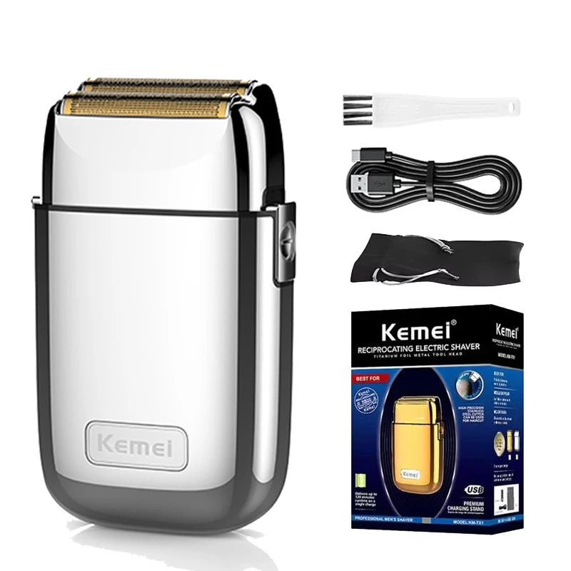 Kemei Tx1 Rechargeable Metal Housing Electric Shaver For Men Hair Beard Electric Razor Bald Head Shaving Machine Barber Tool