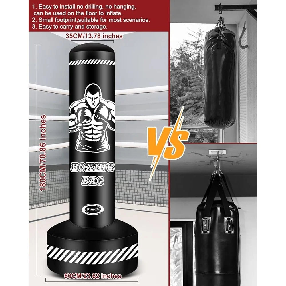 Inflatable Standing Punching Bag - Adults Kickboxing MMA Home Fitness Heavy Bag | AlluCanFind