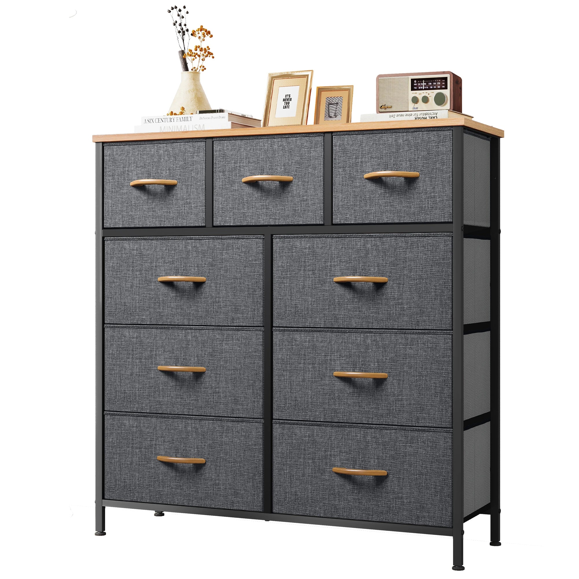YITAHOME 9 Drawer Wide Fabric Dresser with Easy Pull Handles Sturdy Steel Frame for Bedroom Kids Room Closet Storage