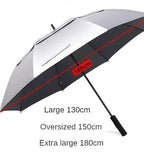 180CM Big Size Long Handle Umbrella Double-deck Large Rain Umbrellas Luxury Silver Dual Use Sunscreen Windproof Rain Gear Gift