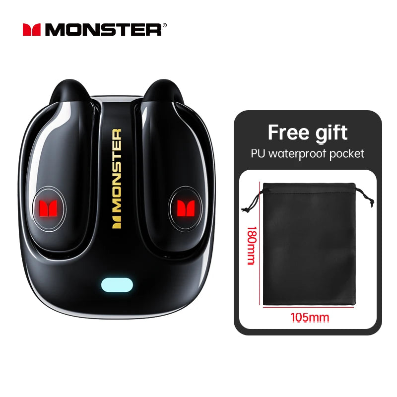 Monster MQO22 TWS Bluetooth Earphones Clip Design Touch HD Call With Mic Headphones Sports Gaming Headset