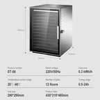 DIVEDEER 800W 12 Tier Food Dehydrator Commercial Stainless Steel Fruit Dryer Vegetable Fruit Meat Dryer
