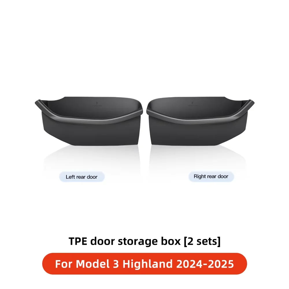 YZ For Tesla Model Y Juniper Model 3 Highland Door Side Storage Box Full-Cover Front and Rear Interior Storage Box Accessories