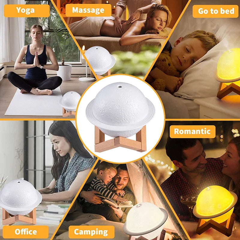 Lunar Humidifier 3D Tricolor Lamp Light Diffuser Aroma Essential Oil U