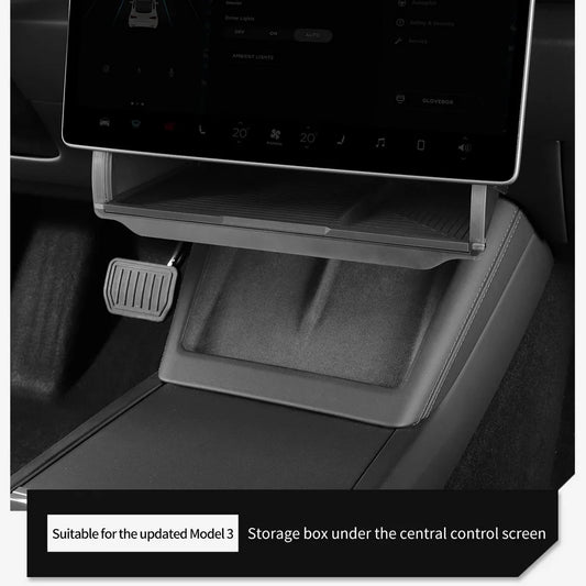 For Tesla Model Y Juniper 2025 Model 3 Highland 2024 Under-Screen Hidden Storage Box Behind Screen Center Console Organizer Case