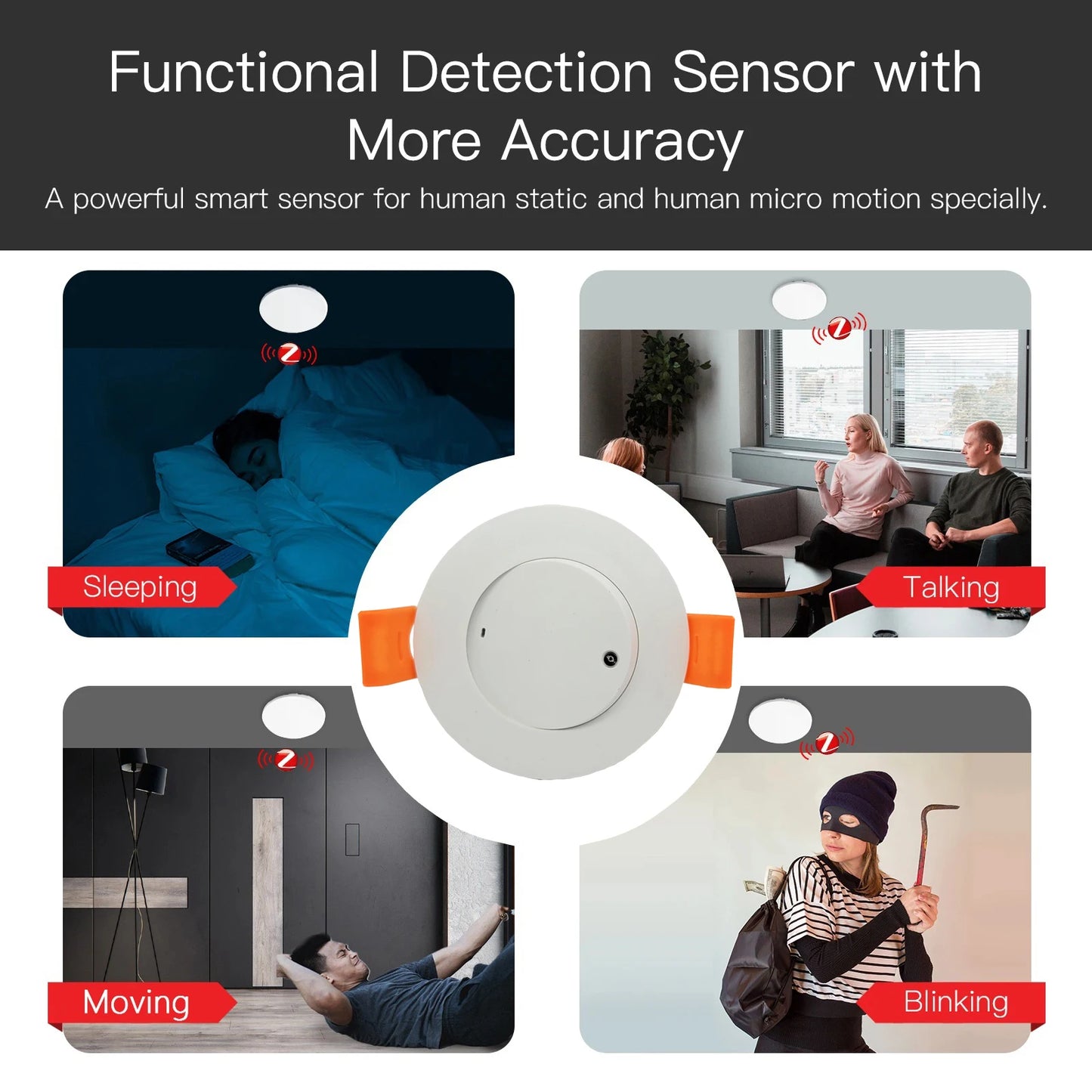 Smart Life Zigbee Human Presence Detector 100-240V Tuya  Radar Pir Montion Sensor Adjustable angle  Luminance Detection