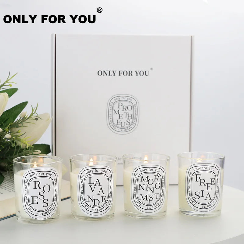 4Pcs Gift Box Set Handmade Clear Scented Candle Companion Return Christmas Gift Fragrance Romantic Candle Lamp Table Incense