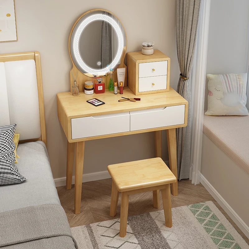 Nordic solid wood dresser 60cm small apartment bedroom modern simple makeup table light luxury dresser storage cabinet