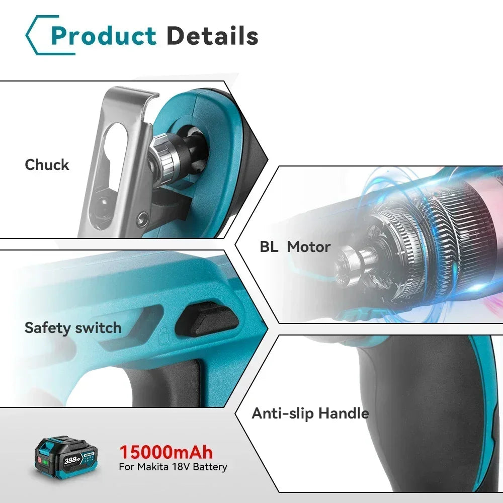 18V Brushless Reciprocating Saw Electric Saw Wood Metal PVC Pipe Materials Cutting With 4 PCS Saw Blades For Makita Battery Pin
