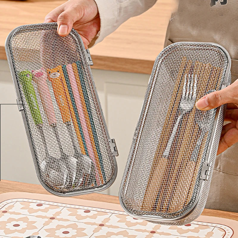304 stainless steel utensil basket, kitchen dishwasher usable, drain basket, spoon, chopstick storage basket