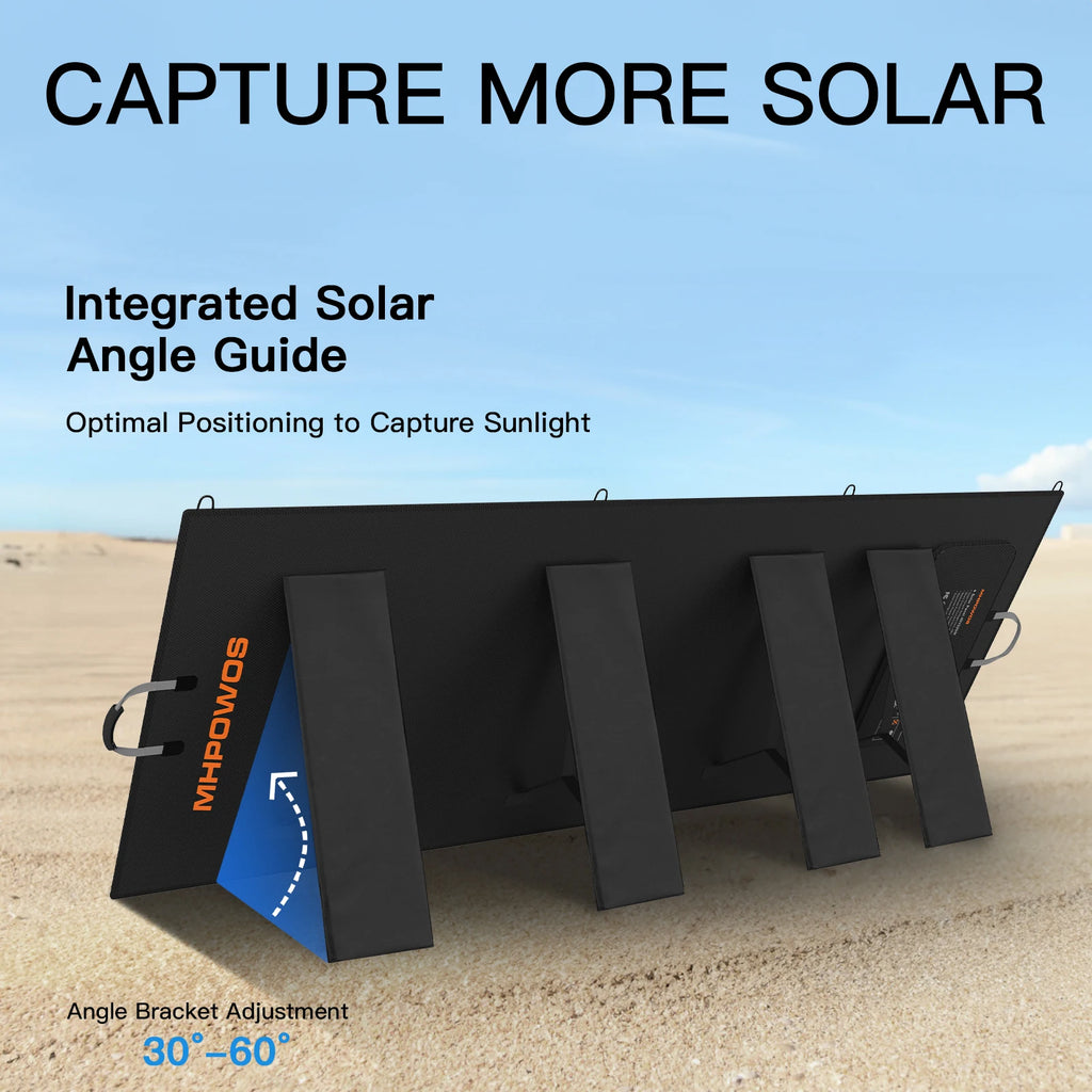 MHPOWOS 400W Portable Solar Panel, Lightweight Foldable Solar Panels with an Adjustable Kickstand, IP67 Waterproof Solar Charger