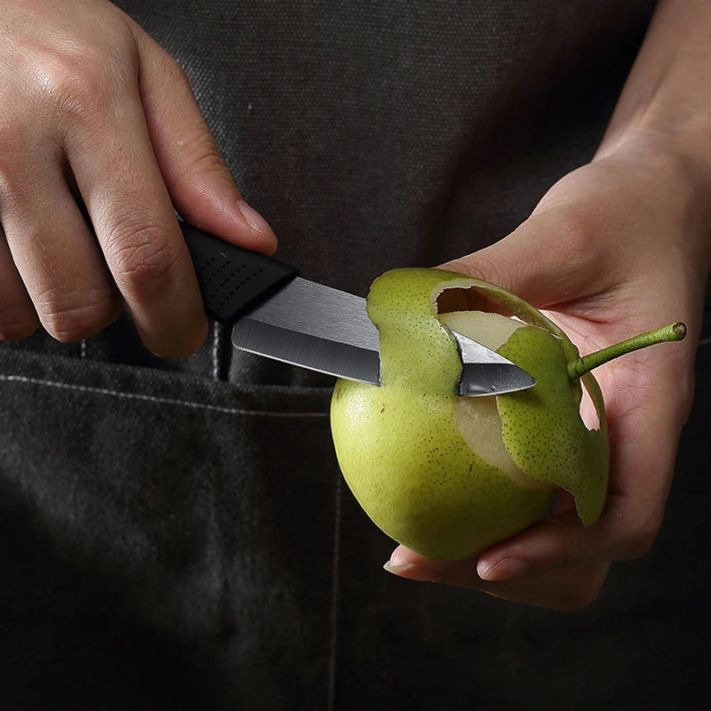 Kitchen Knife 1/3/5 Kitchen Knife Set 4-inch stainless steel fruit knife with sheath Black fixed blade plastic handle knife