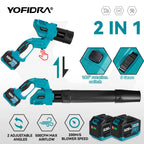 YOFIDRA 2In1 3000W Brushless Electric Turbo Fan Blowers Air Blower Leaf Snow Dust Cleaning Power Tool For Makita 18V Battery Pin