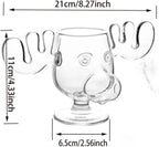 1-3Set 240ML Christmas Elk Glass Cup Cute Reindeer Clear Glass Mug Hot Cold Drink Cup Creative Moose Holiday Drinkware Decor