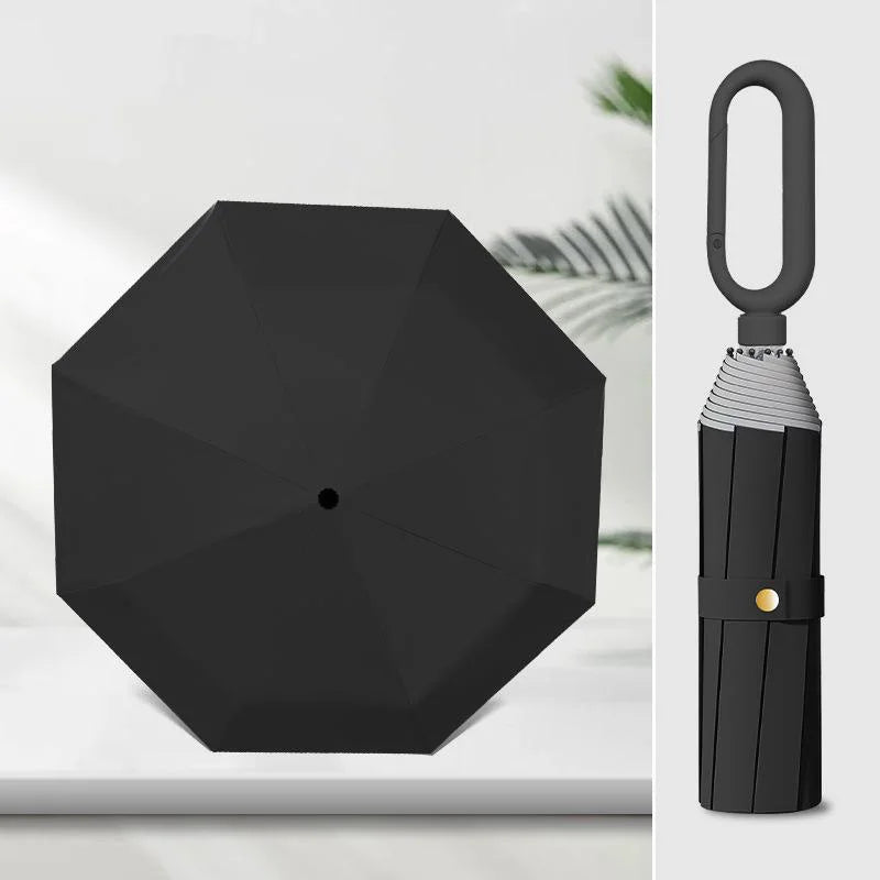 Xiaomi 8-bone Triple Fold Umbrella Hand Open Loop Buckle Umbrella Black Rubber Sunscreen Dual Use Wind Water Resistant Umbrella