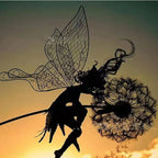 Fairies Angel With Dandelions Flowers Dance,Fairy Garden Decoration Outdoor,Sculptures & Figurines Inserted Soil Metal Craft