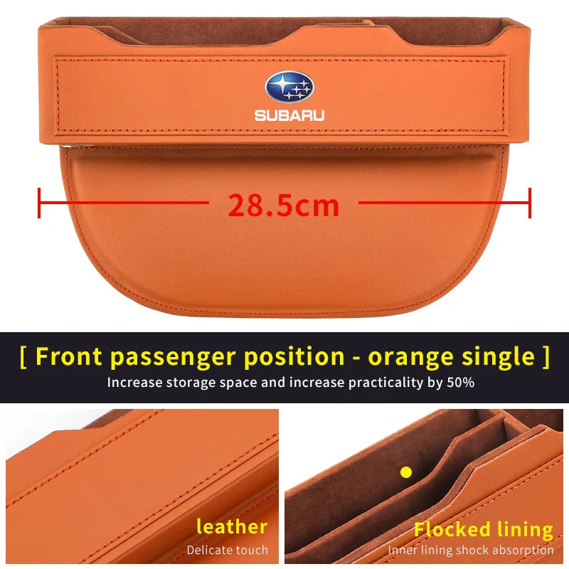 For Subaru Brz Ascent Forester Impreza Legacy Outback WRX XV Car Sewn Seat Gap Crevice Slot Leather Storage Box Auto Accessories