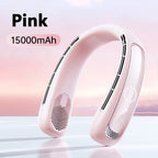 15000mah Portable Neck Fan Smart Digital Display USB Rechargeable Outd