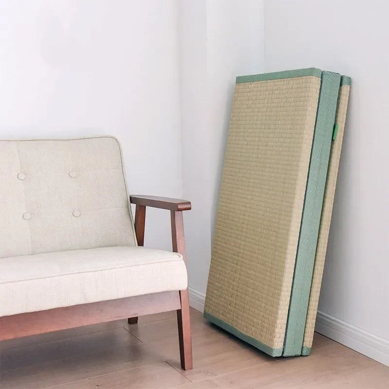 Natural Rushes Foldable Tatami Sleeping Mattress Straw Mat Yoga Meditation Mat Traditional Bed Mattress