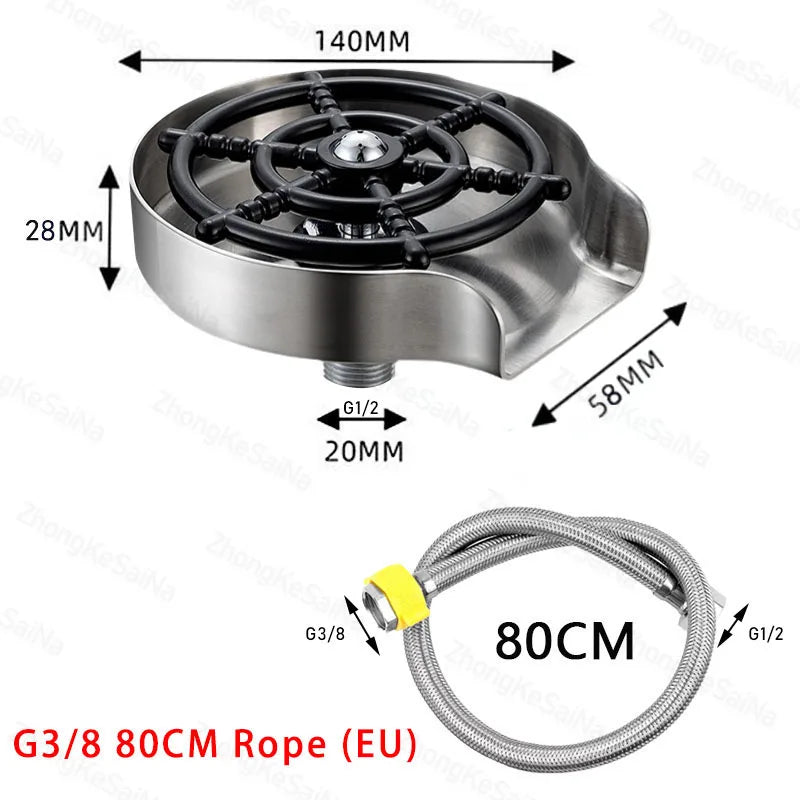 Automatic Glass Cup Washer High Pressure Kitchen Faucet Glass Rinser Stainless Steel Bar Cup Cleaner for Kitchen Sinks Wash Tool