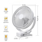 10000mAh 8 Inch Rechargeable Battery Operated Clip on Fan, Air Circula
