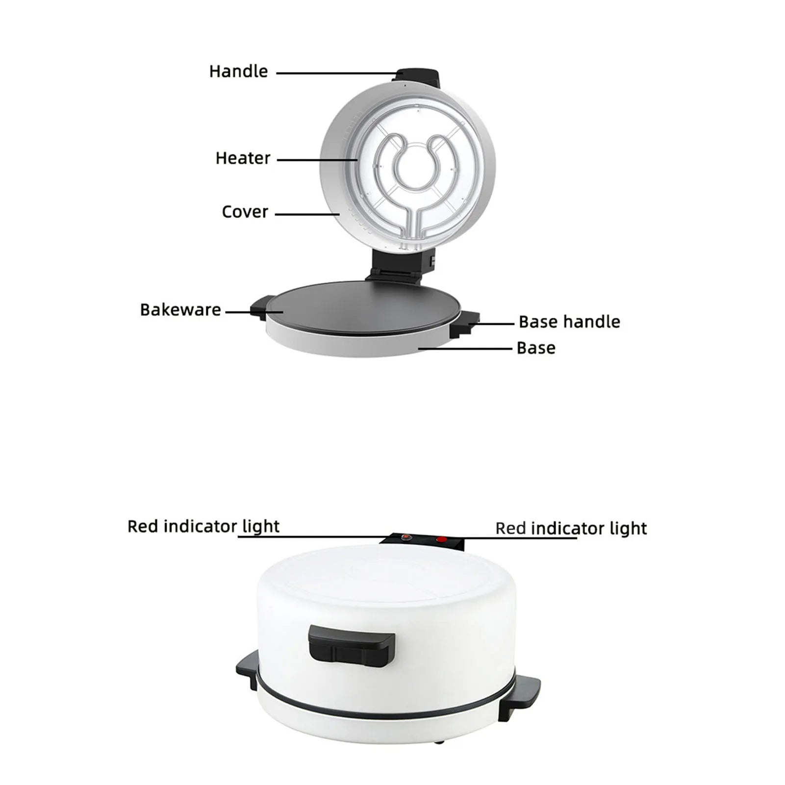2000W Electric Pizza Pan Electric Baking Pan Portable 12 Inch Countertop Pizza Maker Steak Machine Toaster Pizza Griddle