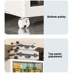 4 Tier Plastic Storage Containers with Doors & Wheels Foldable Organization Folding Storage Boxes for Living Room Bedroom Office