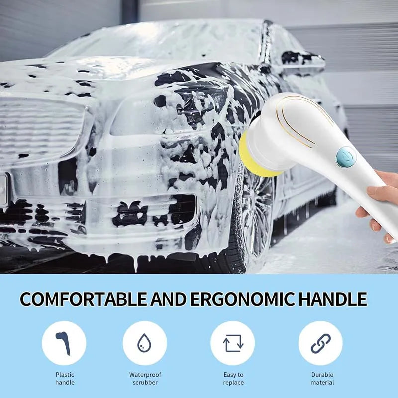 Multi-Function Five Type Brush Heads Rotation Electric Cleaning Brush Suitable For Cleaning Shoes In The Bathroom And Kitchen