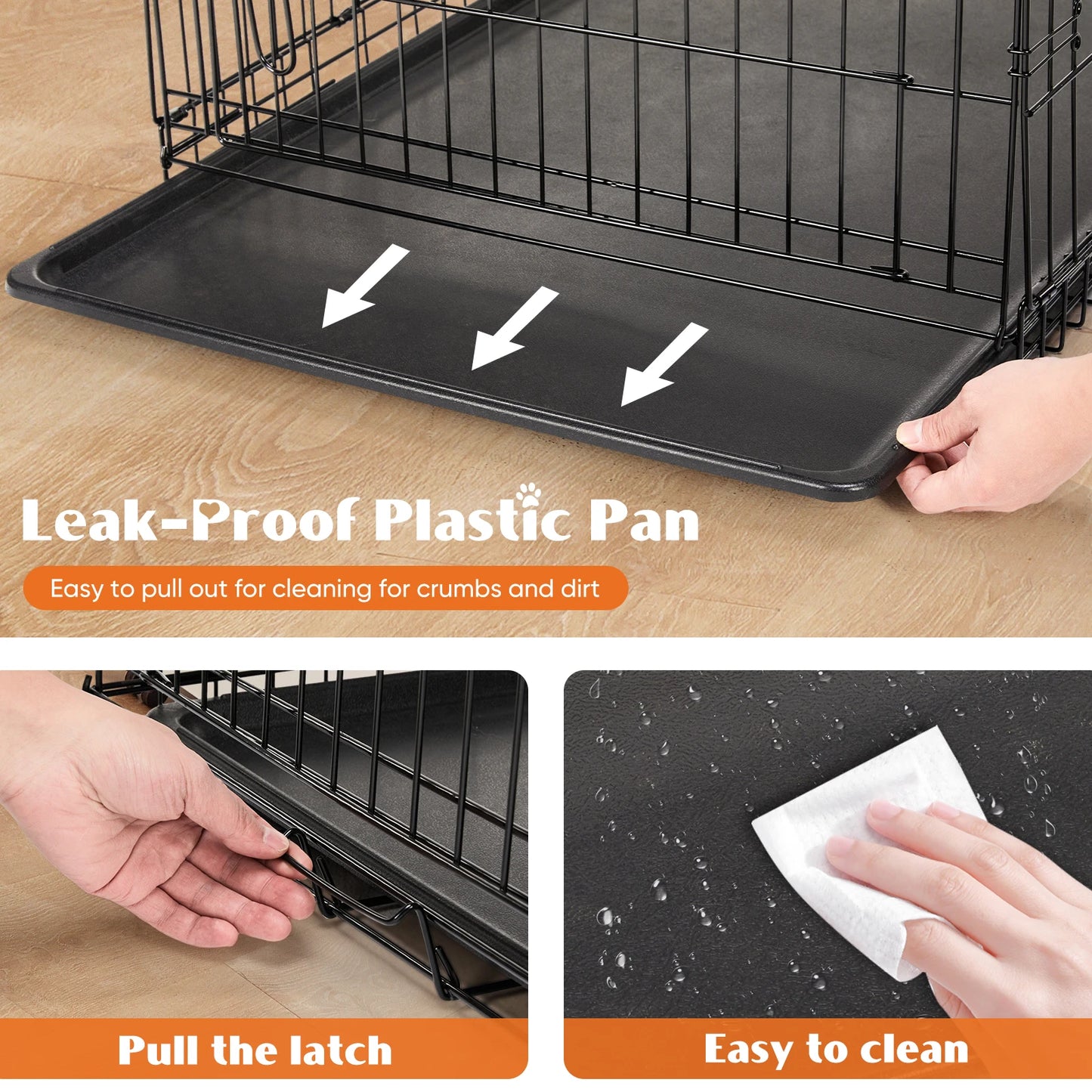 JHK Double Door Folding Metal Wire Dog Cage - Extra Large Pet Kennel with Leak-Proof Pan | AlluCanFind