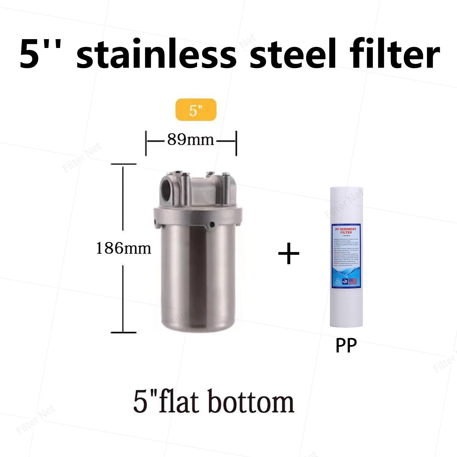 5inch Prefilter 304 Stainless steel hot water filter housing DN15 DN20