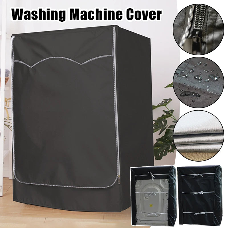 Washing Machine Cover Outdoor Sunscreen Front Load Laundry Dryer Covers Waterproof 210D Oxford Cloth Washing Machine Dust Cover