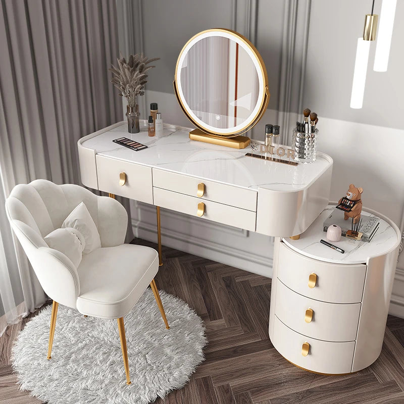 Dressing table glass desk bedroom modern makeup table wooden drawers Storage vanity chair comfortable furniture for bedroom